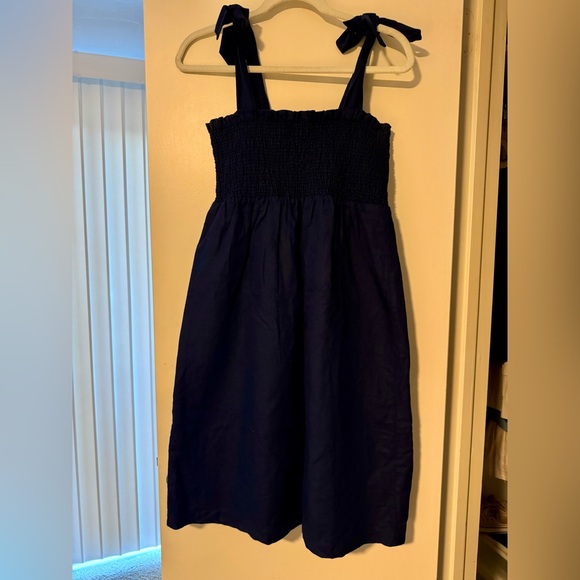 Sezane Navy Smocked Linen Blend Dress size 38 (6) - Picture 11 of 15